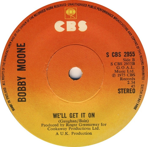 Bobby Moone : Bouncin' Back (7", Sol)