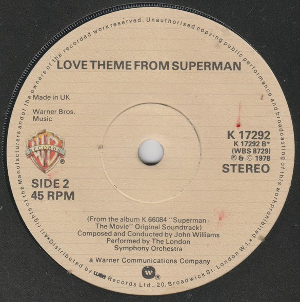London Symphony Orchestra : Theme From Superman (Main Title) (7", Single)