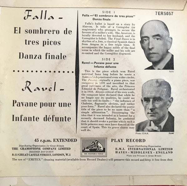 Guido Cantelli : Falla "El Sombrero De Tres Picos" Danza final (7", Single)