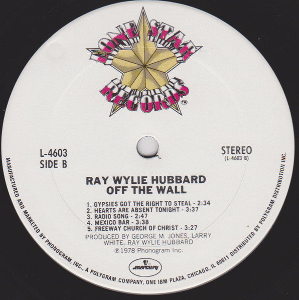 Ray Wylie Hubbard : Off The Wall (LP, Album)