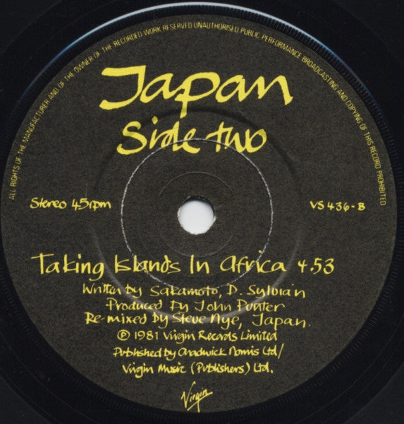 Japan : Visions Of China (7", Single, Mat)