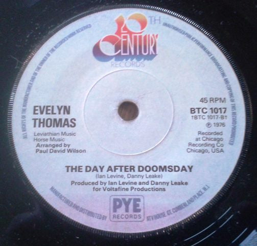 Evelyn Thomas : Doomsday (7", Single, Sol)