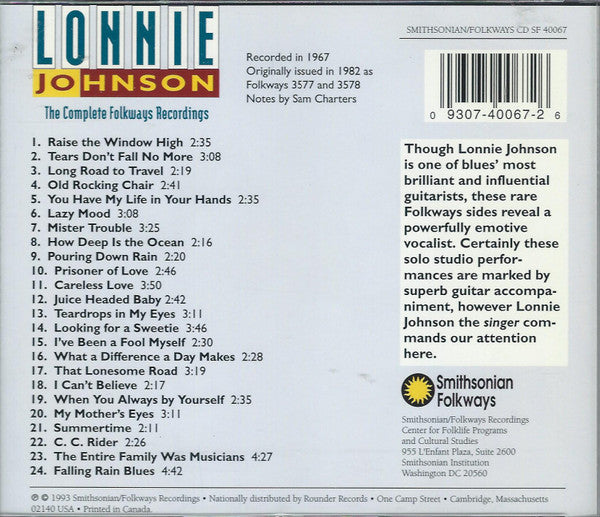Lonnie Johnson (2) : The Complete Folkways Recordings (CD, Comp, RE, RM)