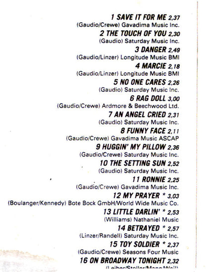 The Four Seasons : Rag Doll And 15 Others (CD, Album, RE)