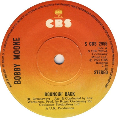 Bobby Moone : Bouncin' Back (7", Sol)