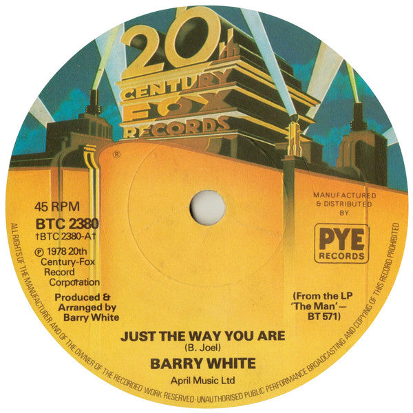 Barry White : Just The Way You Are (7", Single, Sol)