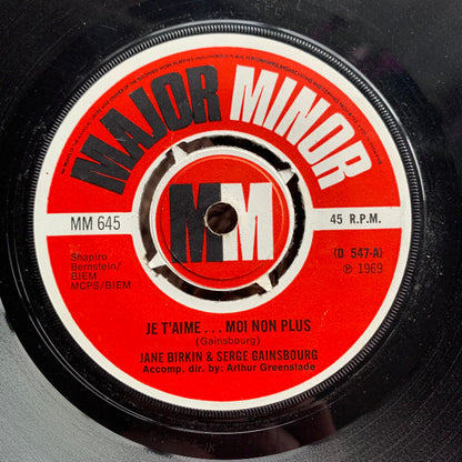 Jane Birkin & Serge Gainsbourg : Je T'aime...Moi Non Plus (7", Single, Mono, RE, RP)