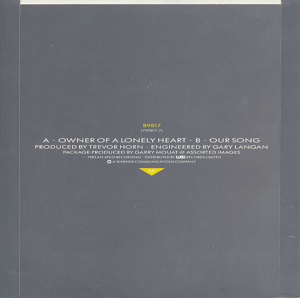 Yes : Owner Of A Lonely Heart (7", Single, Sol)