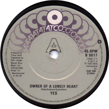 Yes : Owner Of A Lonely Heart (7", Single, Sol)