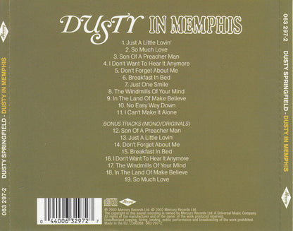 Dusty Springfield : Dusty In Memphis (CD, Album, Mono, RE, RM, Uni)