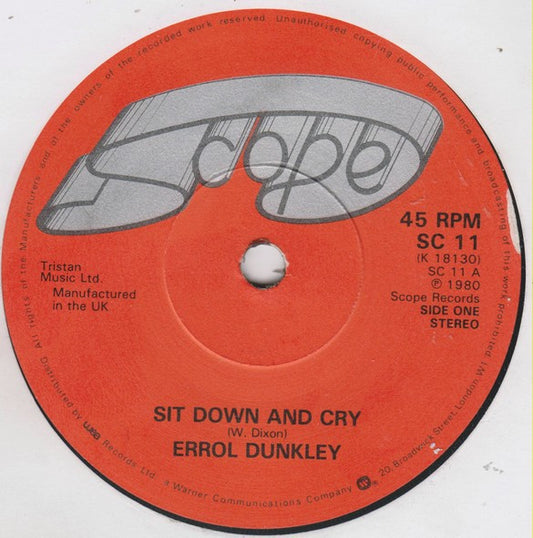 Errol Dunkley : Sit Down And Cry  (7")