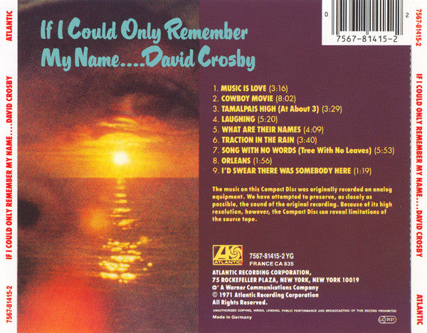 David Crosby : If I Could Only Remember My Name.... (CD, Album, RE)