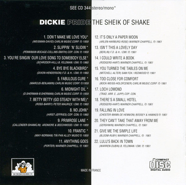 Dickie Pride : The Sheik Of Shake (CD, Comp, Mono)