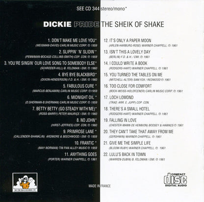 Dickie Pride : The Sheik Of Shake (CD, Comp, Mono)