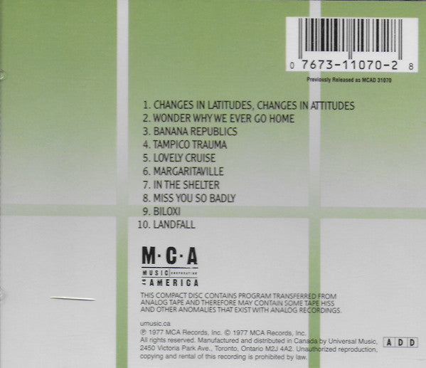 Jimmy Buffett : Changes In Latitudes, Changes In Attitudes (CD, Album, RE, RP)