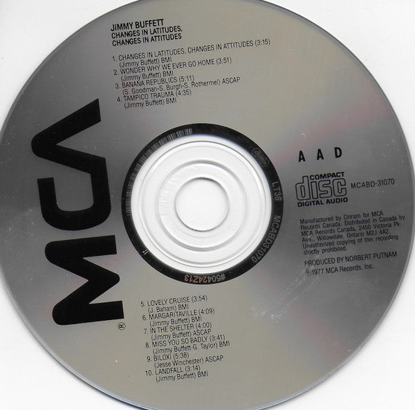 Jimmy Buffett : Changes In Latitudes, Changes In Attitudes (CD, Album, RE, RP)