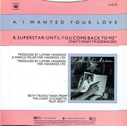 Luther Vandross : Superstar / Until You Come Back To Me (That's What I'm Gonna Do) (7", Promo, Pic)