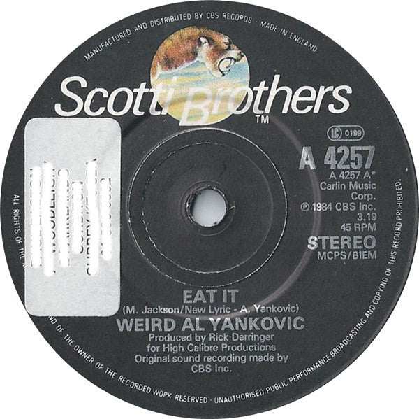 "Weird Al" Yankovic : Eat It (7", Single)