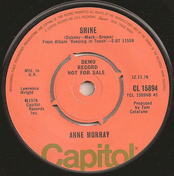 Anne Murray : Things / Shine (7", Single, Promo)