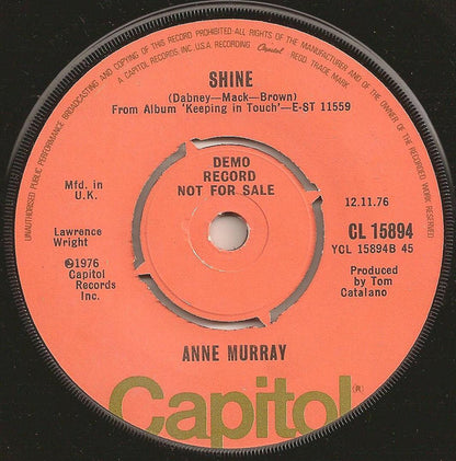 Anne Murray : Things / Shine (7", Single, Promo)