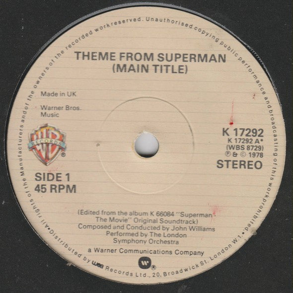 London Symphony Orchestra : Theme From Superman (Main Title) (7", Single)