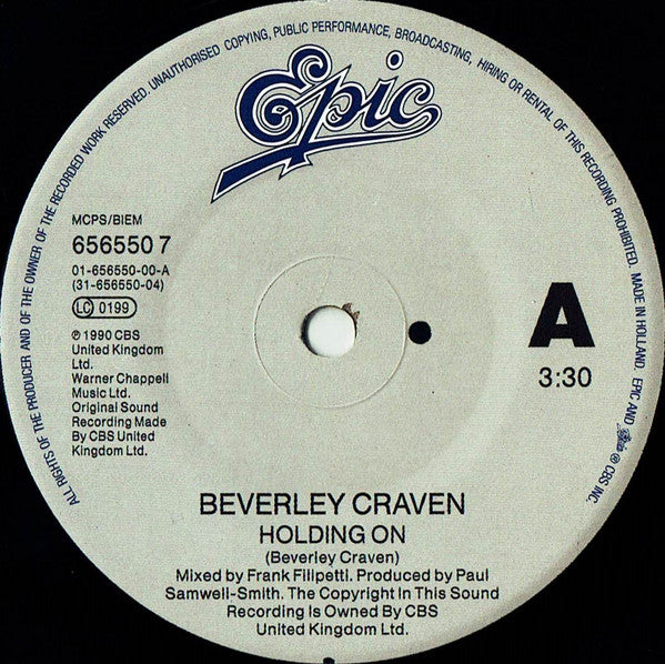 Beverley Craven : Holding On (7", Single, Whi)