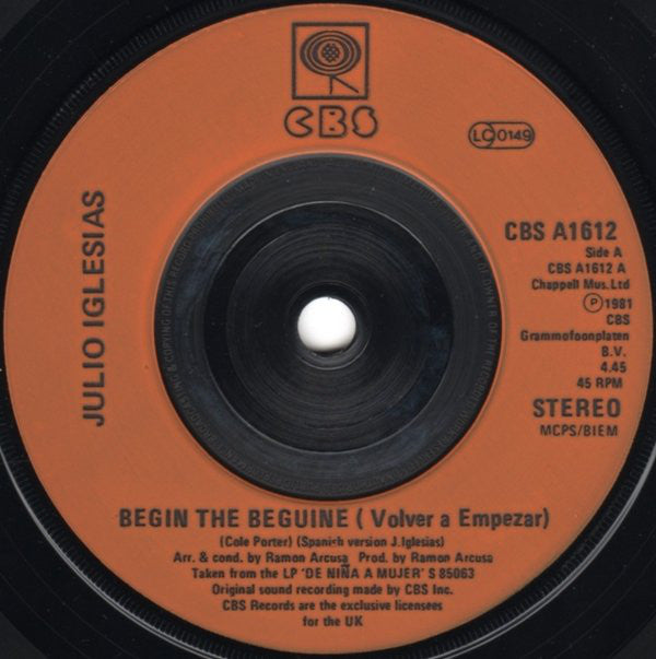 Julio Iglesias : Begin The Beguine (7", Single, Ora)