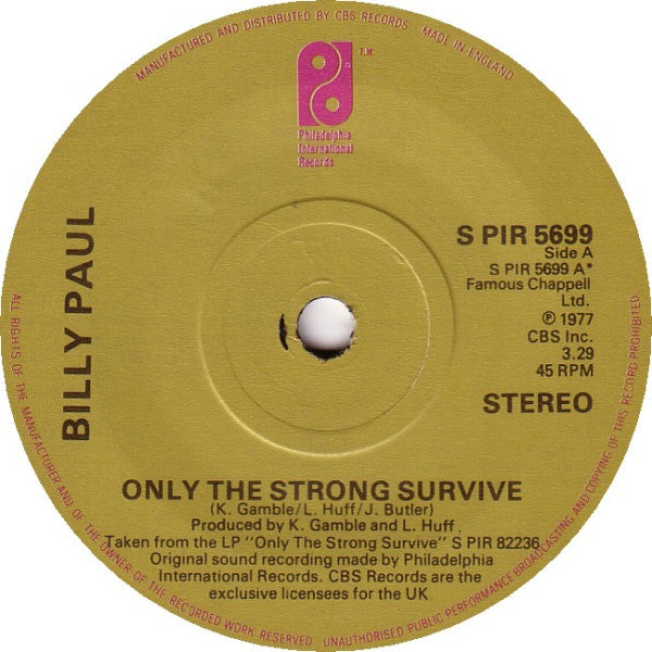 Billy Paul : Only The Strong Survive (7")