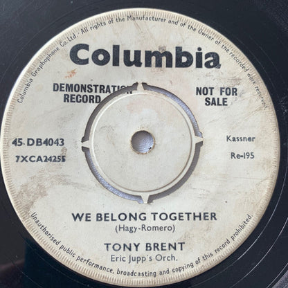 Tony Brent : Love By The Jukebox Light (7", Promo)