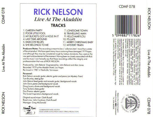 Ricky Nelson (2) : Live At The Aladdin (CD)