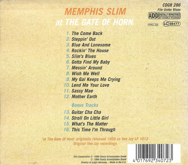 Memphis Slim : At The Gate Of Horn (CD, Album, RE)