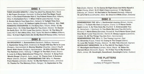 The Platters : The Platters - Their Greatest Hits & Finest Performances (3xCD, Comp)