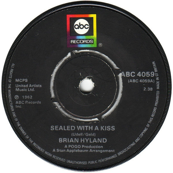Brian Hyland : Sealed With A Kiss / Ginny Come Lately (7", Single, RE, Pus)