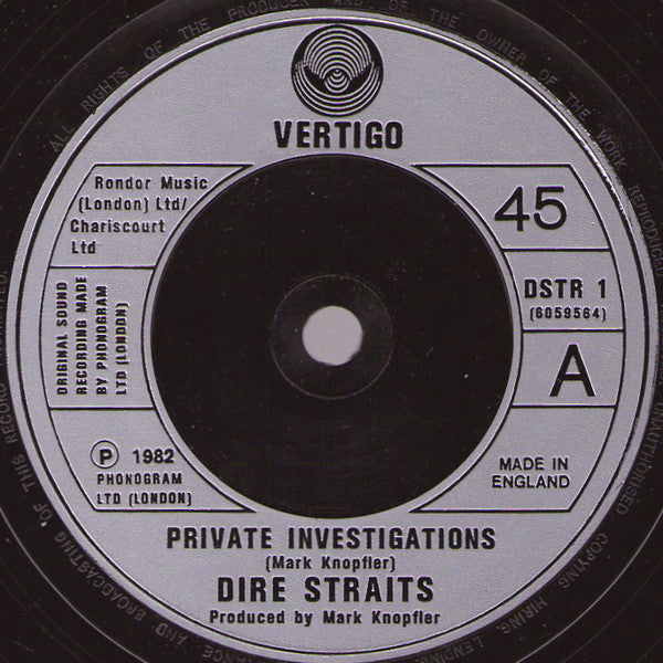 Dire Straits : Private Investigations (7", Single, Sil)