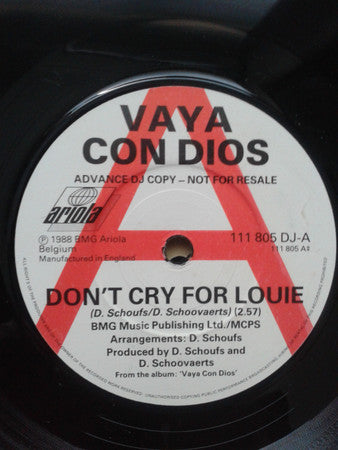 Vaya Con Dios : Don't Cry For Louie (7", Advance, DJ )