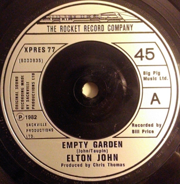 Elton John : Empty Garden (7", Single)