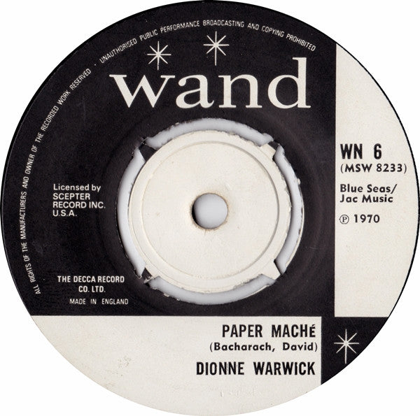 Dionne Warwick : Paper Maché (7", Single)