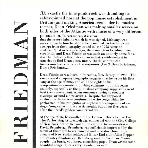 Dean Friedman : The Very Best Of (CD, Comp, MPO)