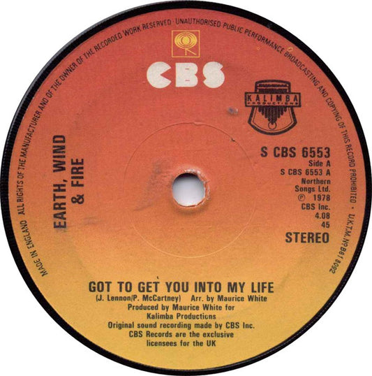 Earth, Wind & Fire : Got To Get You Into My Life (7", Single)