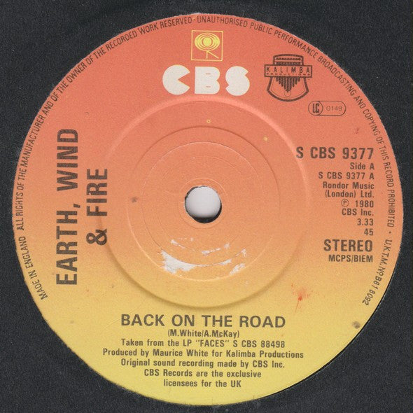 Earth, Wind & Fire : Back On The Road (7", Single)