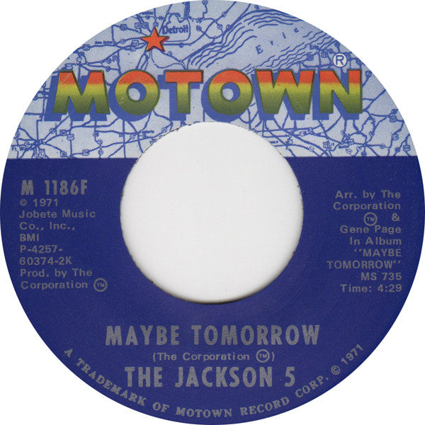 The Jackson 5 : Maybe Tomorrow / I Will Find A Way (7", Single)