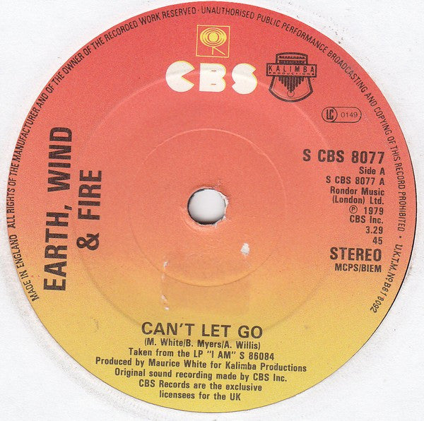 Earth, Wind & Fire : Can't Let Go (7", Single)