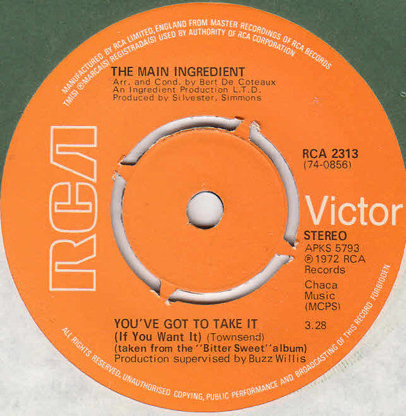 The Main Ingredient : You've Got To Take It (If You Want It) (7", Single, 4-p)