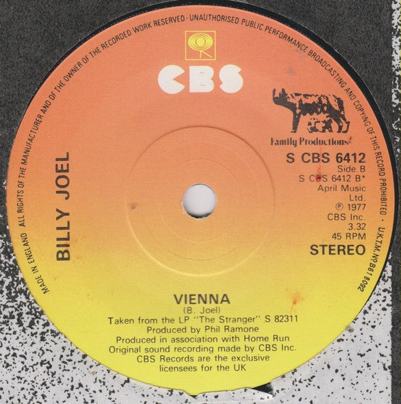 Billy Joel : Movin' Out (Anthony's Song) / Vienna (7", Single)