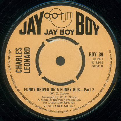 Charles Leonard : A Funky Driver On A Funky Bus (7", Promo)