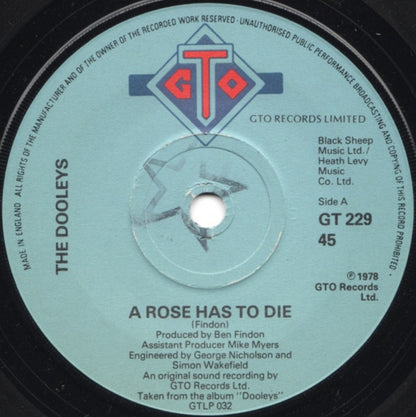 The Dooleys : A Rose Has To Die (7", Single, Sol)
