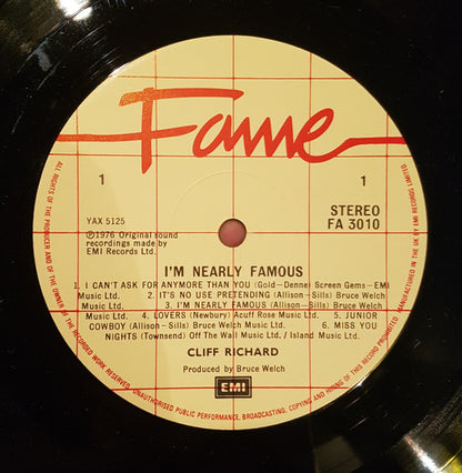 Cliff Richard : I'm Nearly Famous (LP, Album, RE)