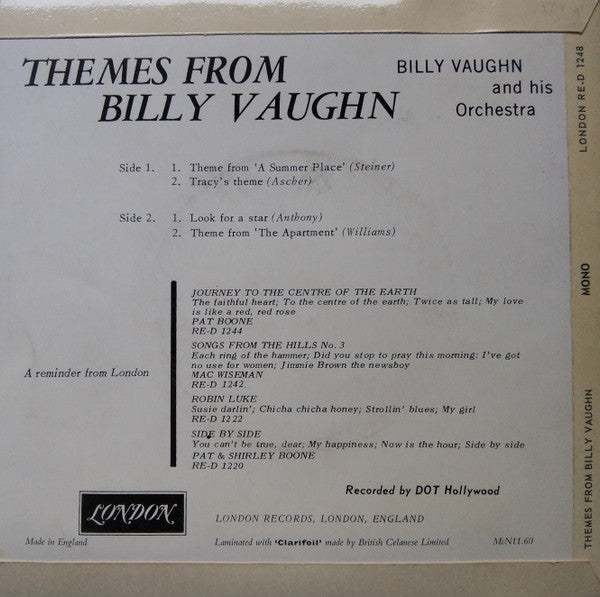 Billy Vaughn And His Orchestra : Themes From Billy Vaughn (7", EP)