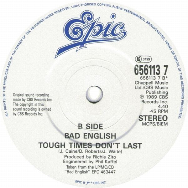 Bad English : Don't Walk Away (7", Single)