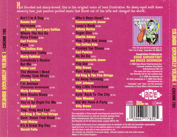 Various : Columbia Rockabilly Volume 1 (CD, Comp, Mono)